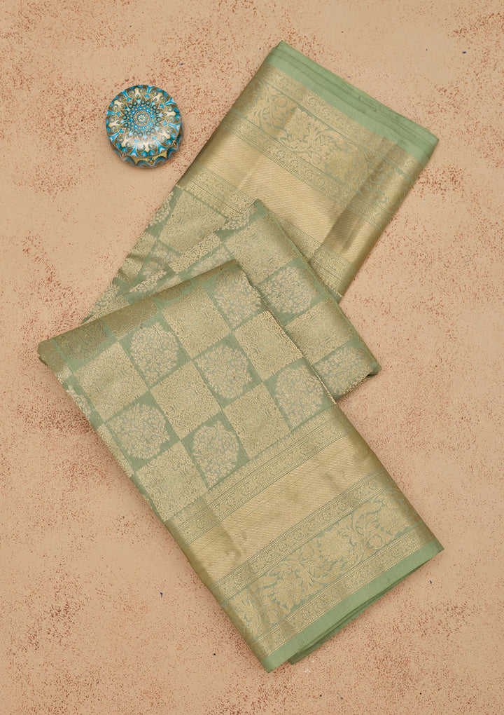 Pista Green Zariwork Pure Silk Saree