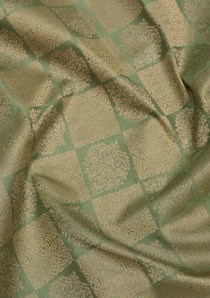 Pista Green Zariwork Pure Silk Saree