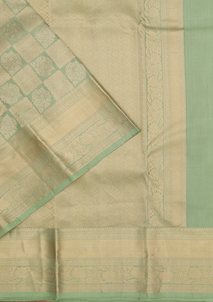 Pista Green Zariwork Pure Silk Saree