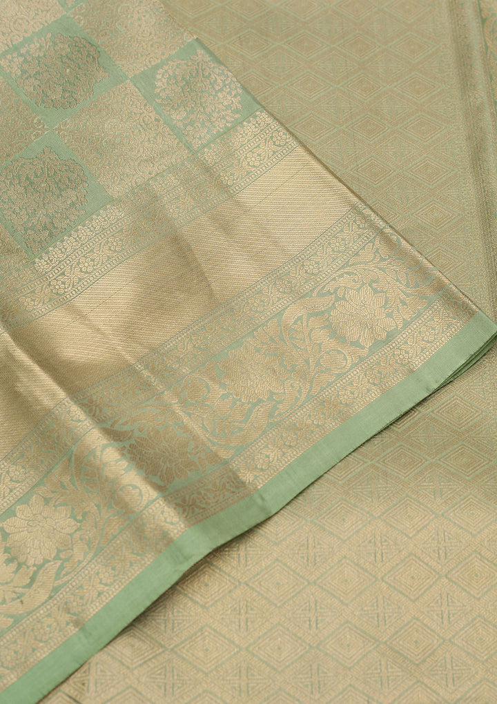 Pista Green Zariwork Pure Silk Saree