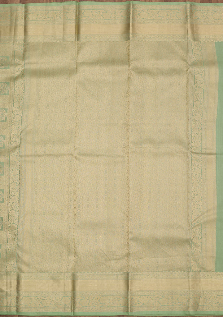Pista Green Zariwork Pure Silk Saree