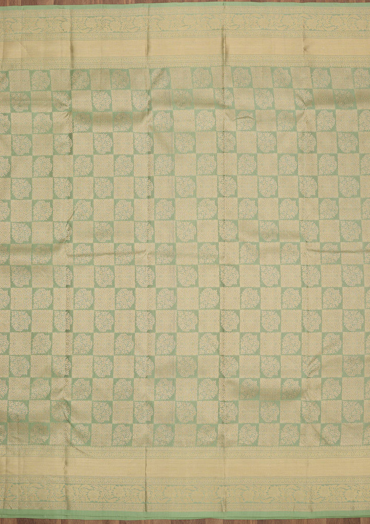 Pista Green Zariwork Pure Silk Saree