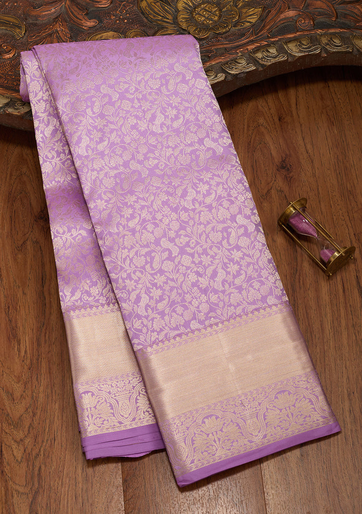 Lavender Zariwork Pure Silk Saree