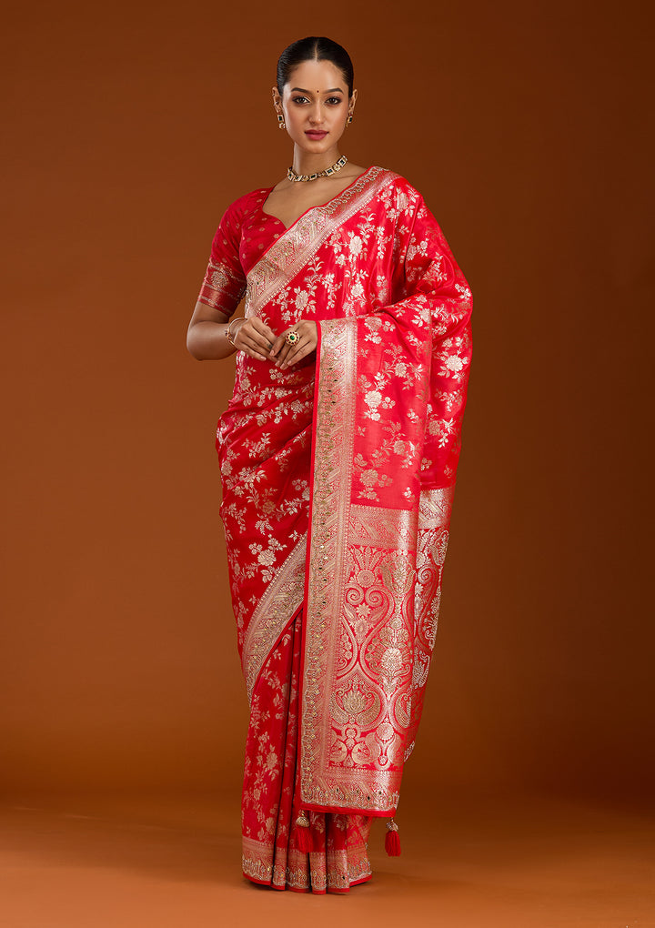 Red Stonework Silk Silk_Saree
