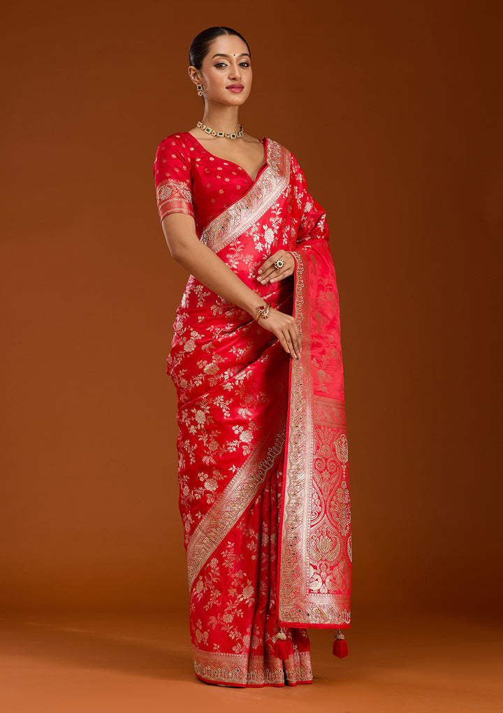 Red Stonework Silk Silk_Saree