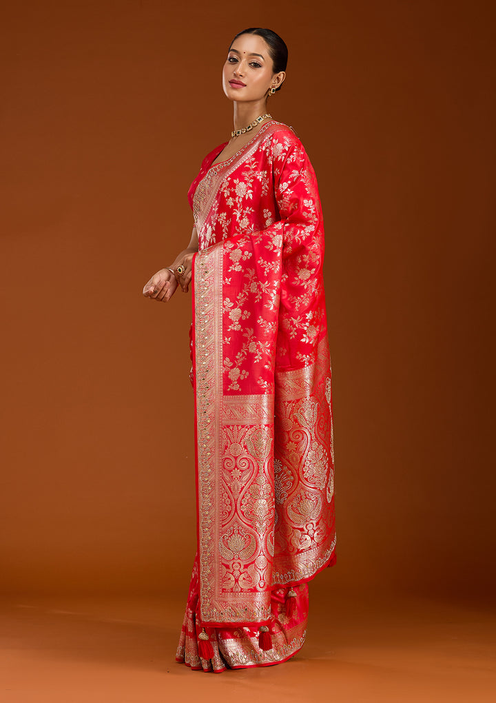 Red Stonework Silk Silk_Saree