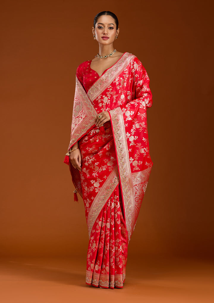 Red Stonework Silk Silk_Saree