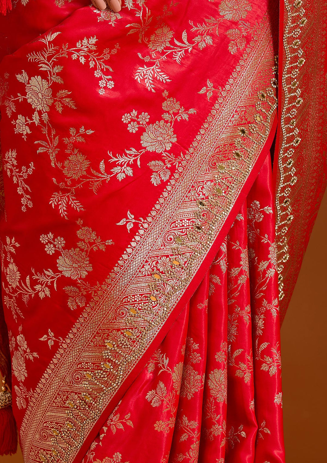 Red Stonework Silk Silk_Saree
