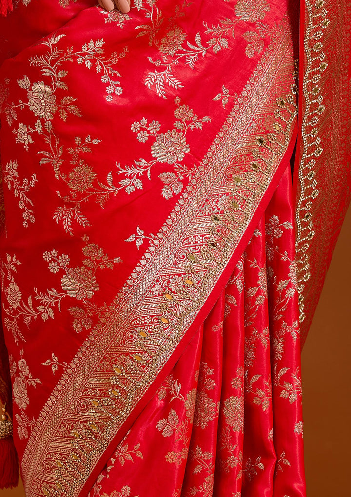 Red Stonework Silk Silk_Saree