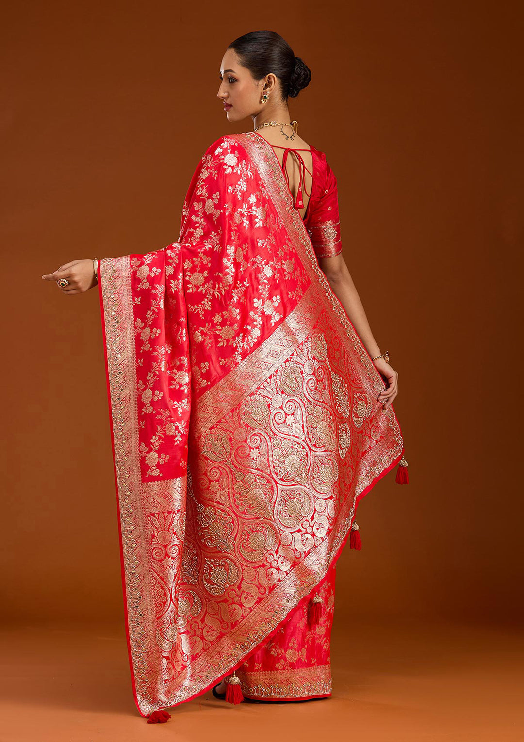 Red Stonework Silk Silk_Saree