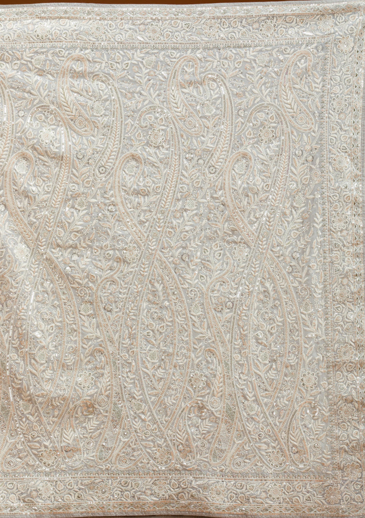 Grey Threadwork Georgette Saree