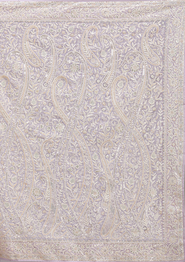 Lavender Threadwork Georgette Saree