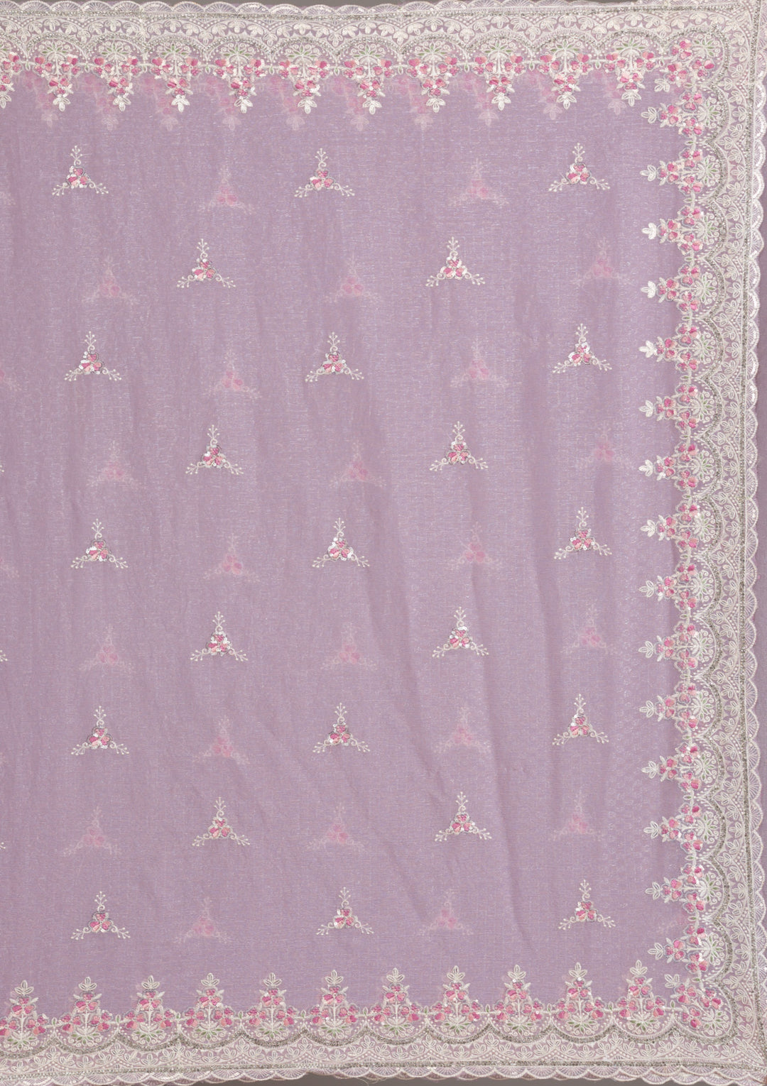 Lavender Sequins Chiffon Saree