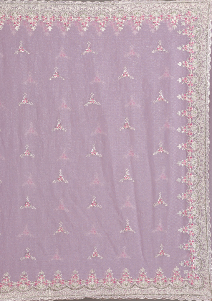 Lavender Sequins Chiffon Saree