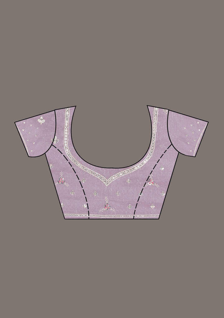 Lavender Sequins Chiffon Saree