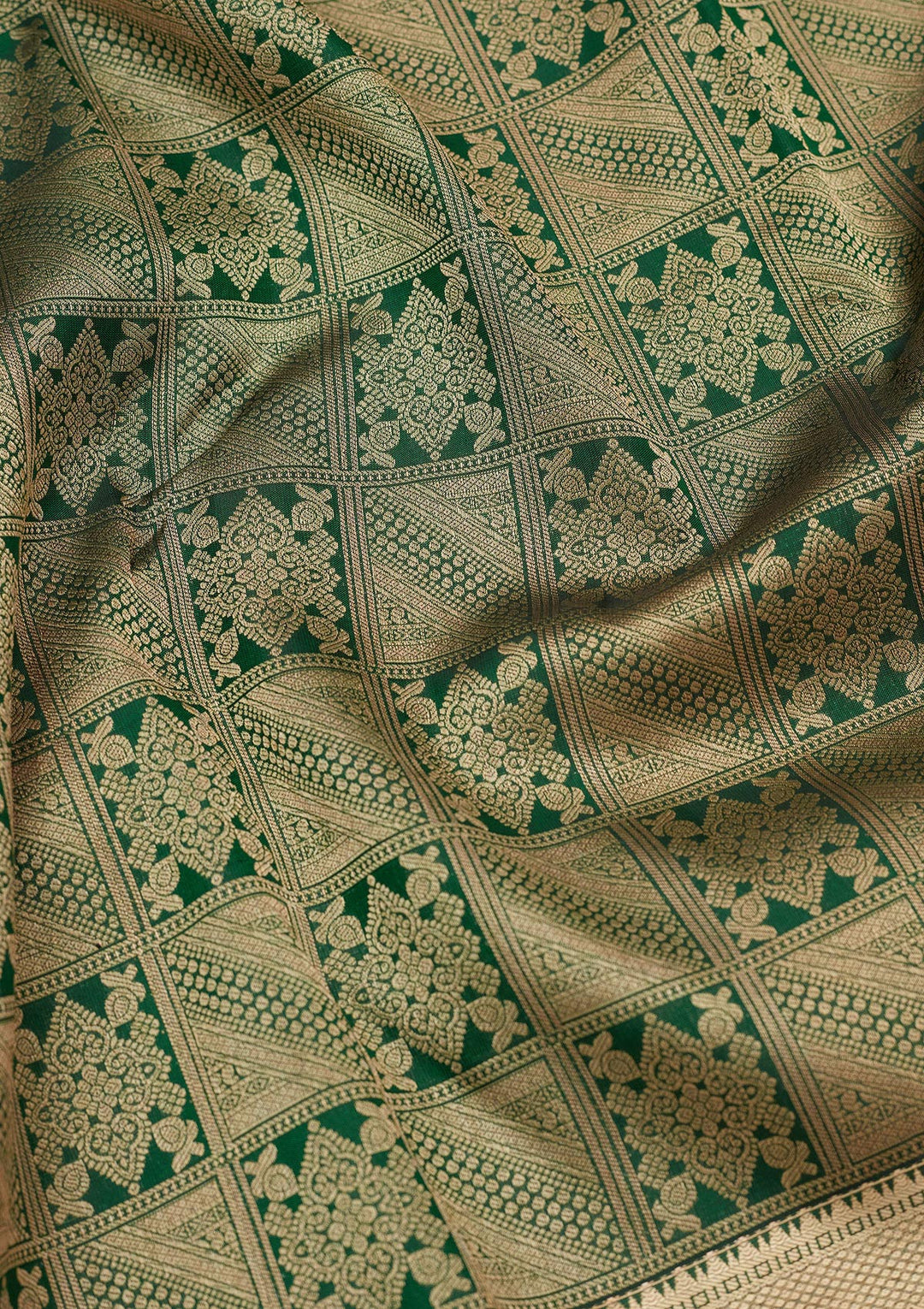 Bottle Green Zariwork Silk Saree
