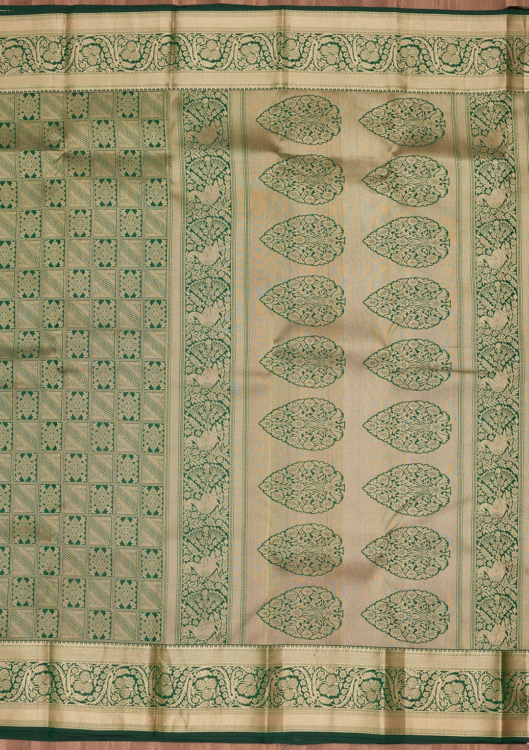 Bottle Green Zariwork Silk Saree