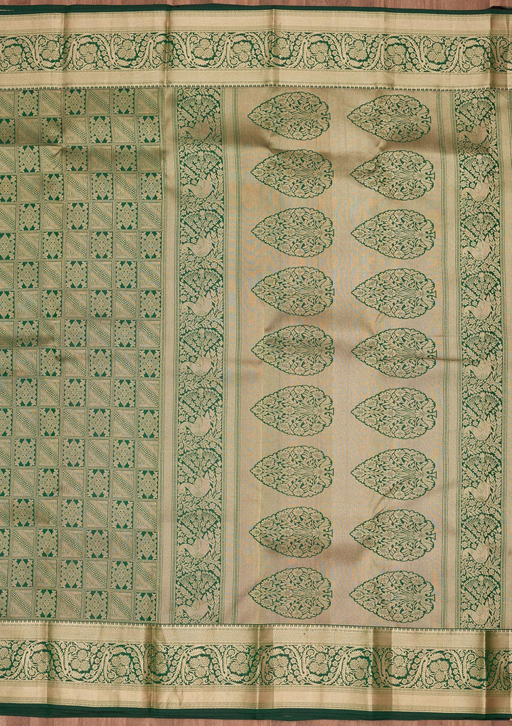Bottle Green Zariwork Silk Saree