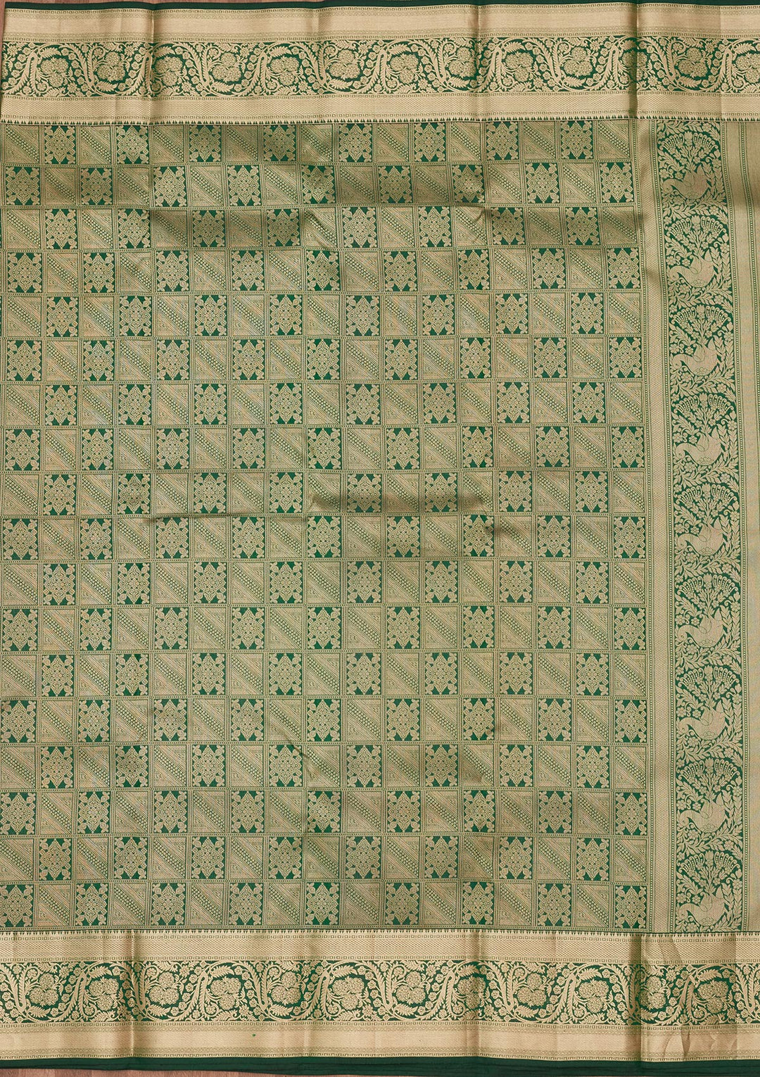 Bottle Green Zariwork Silk Saree