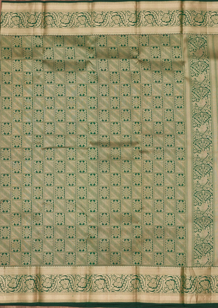 Bottle Green Zariwork Silk Saree