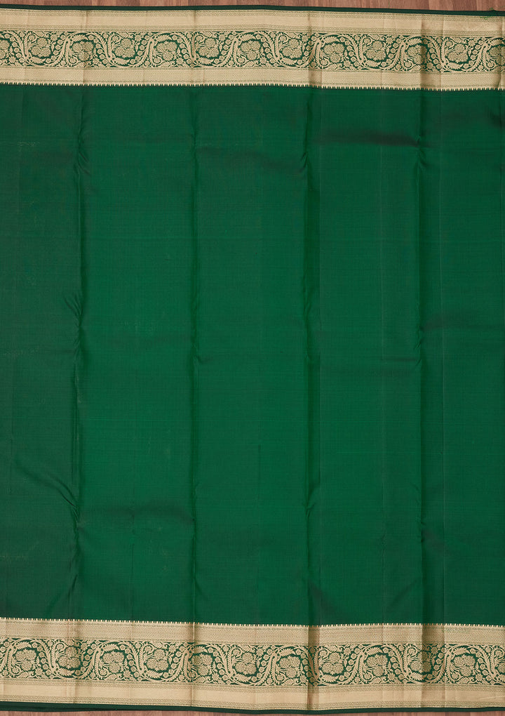 Bottle Green Zariwork Silk Saree