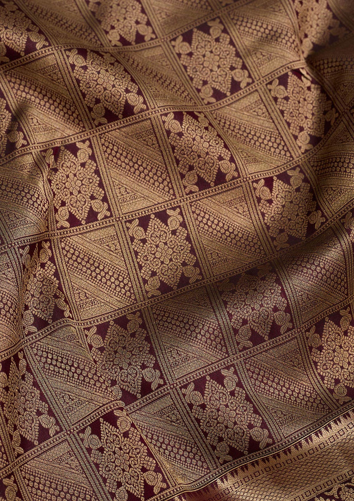 Brown Zariwork Pure Silk Saree