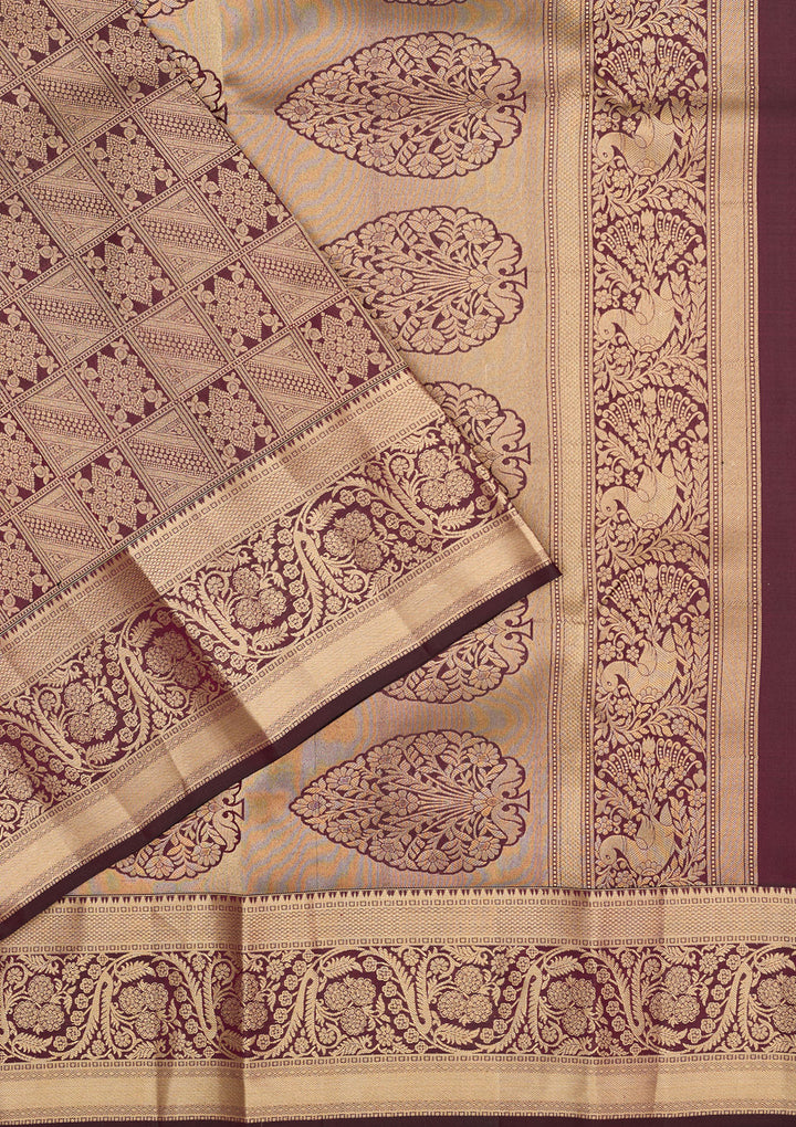 Brown Zariwork Pure Silk Saree