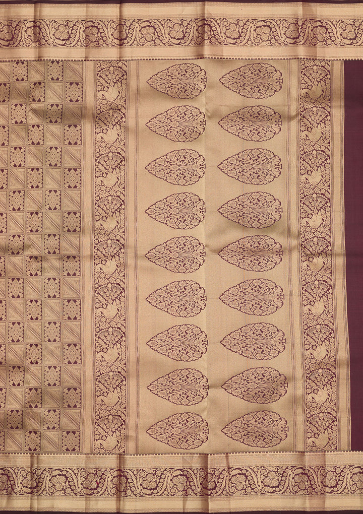 Brown Zariwork Pure Silk Saree