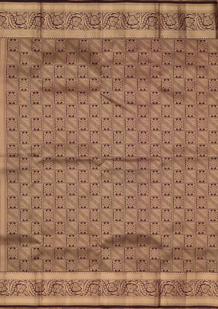 Brown Zariwork Pure Silk Saree