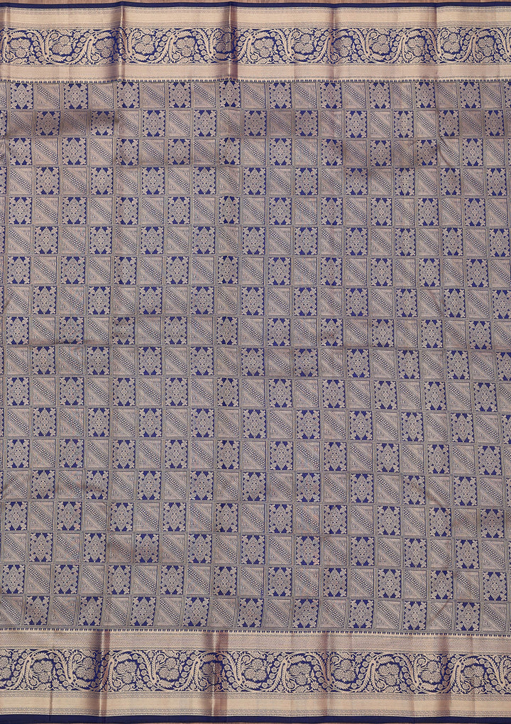 Navy Blue Zariwork (Gold) Silk Silk_Saree