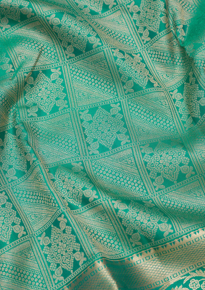 Turquoise Blue Zariwork Silk Saree