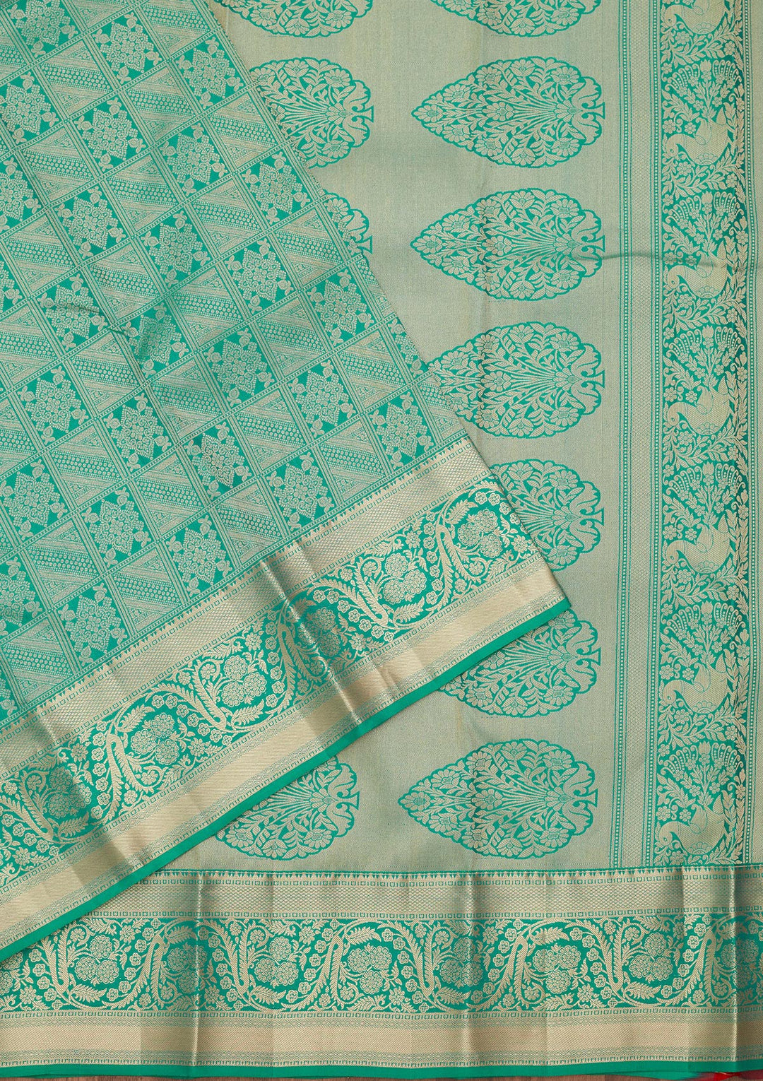 Turquoise Blue Zariwork Silk Saree