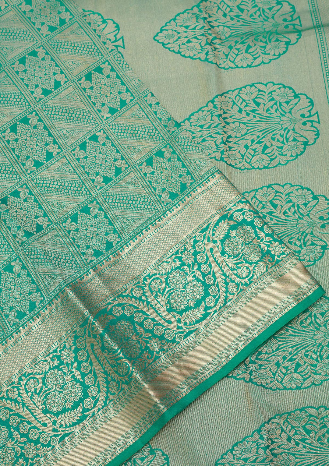 Turquoise Blue Zariwork Silk Saree