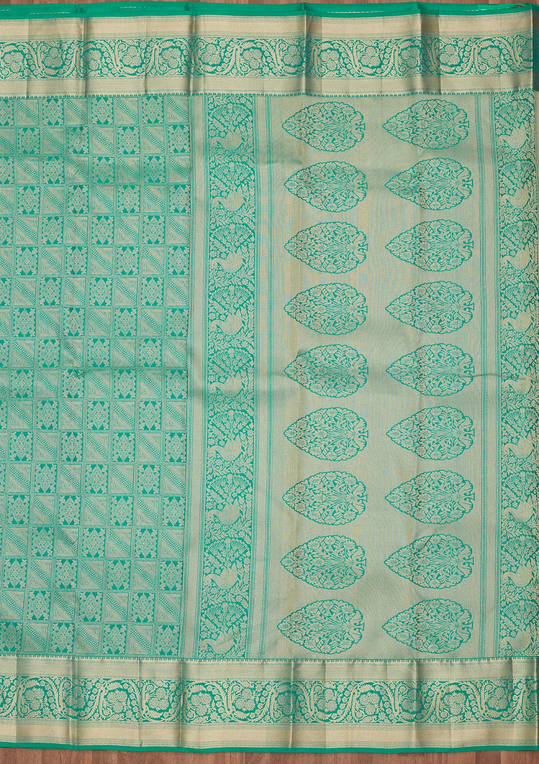 Turquoise Blue Zariwork Silk Saree