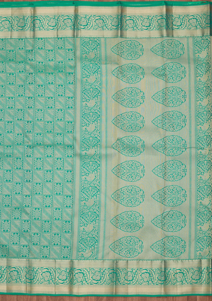 Turquoise Blue Zariwork Silk Saree