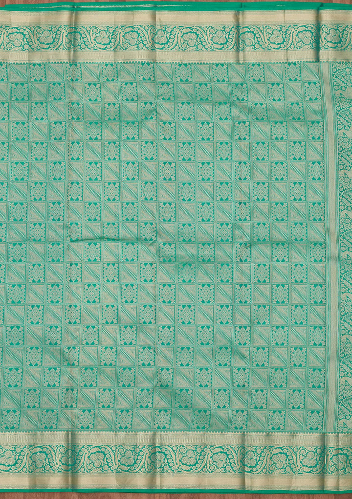 Turquoise Blue Zariwork Silk Saree
