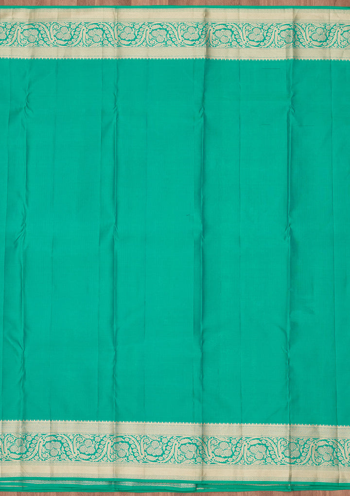 Turquoise Blue Zariwork Silk Saree