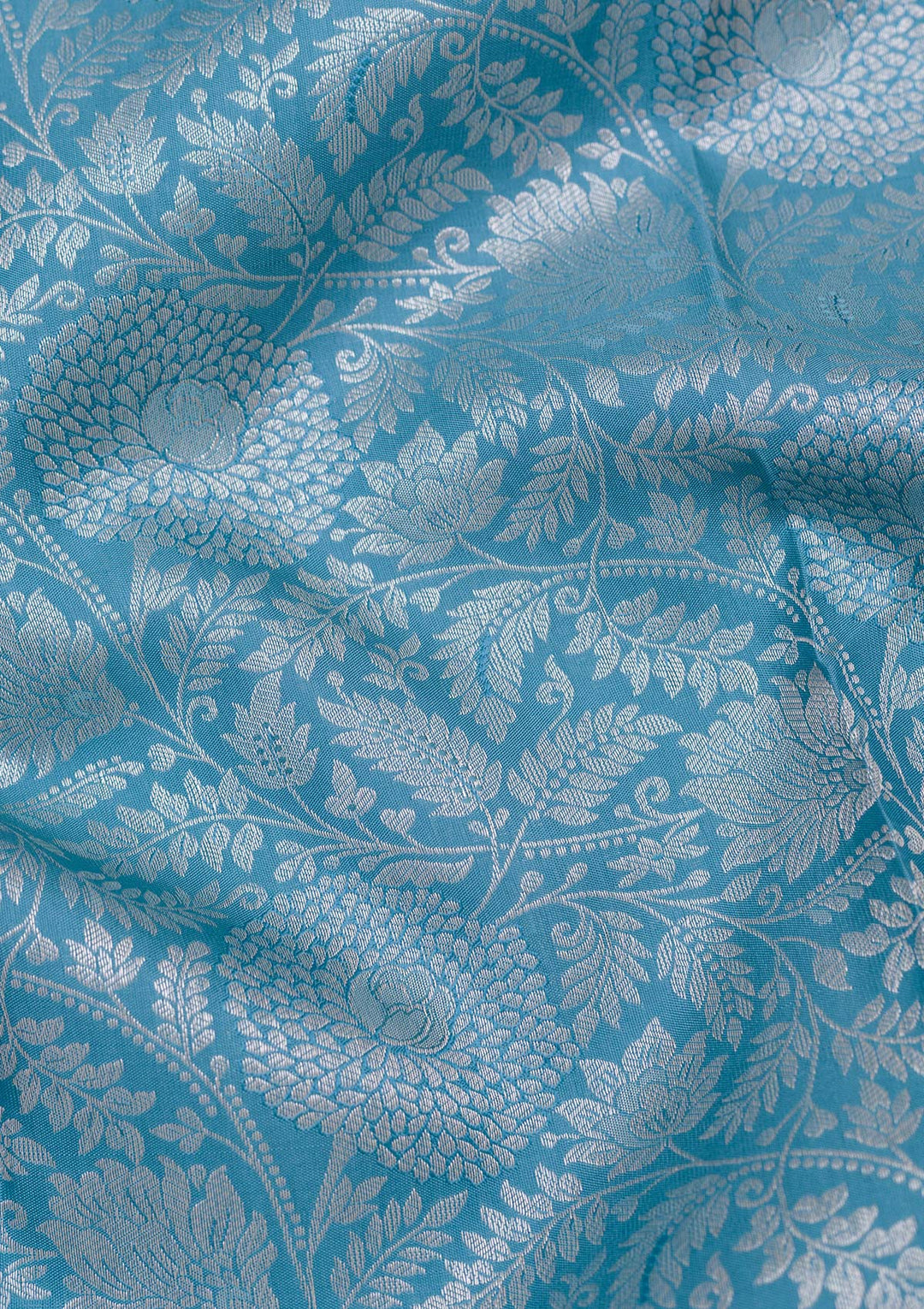 Turquoise Blue Zariwork Pure Silk Saree
