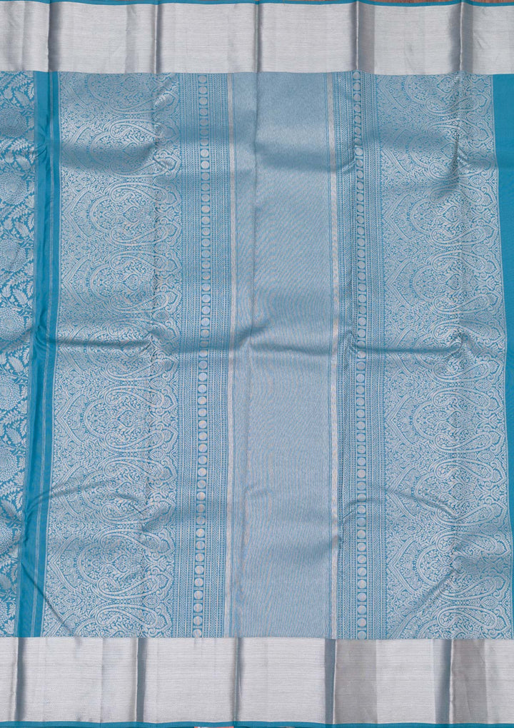 Turquoise Blue Zariwork Pure Silk Saree