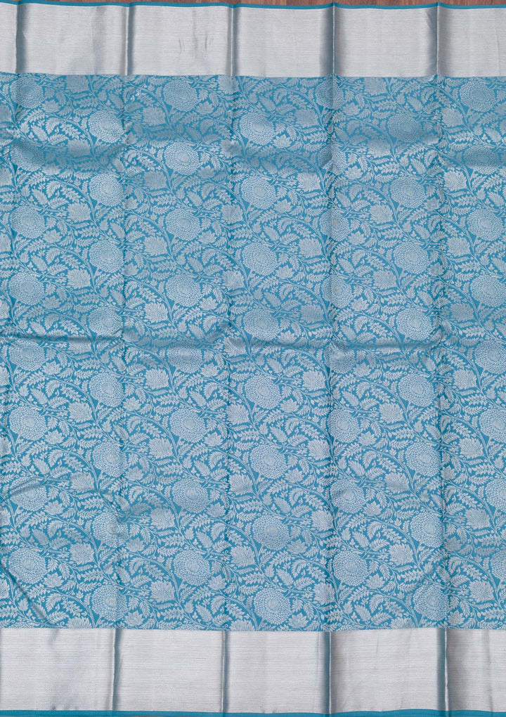 Turquoise Blue Zariwork Pure Silk Saree