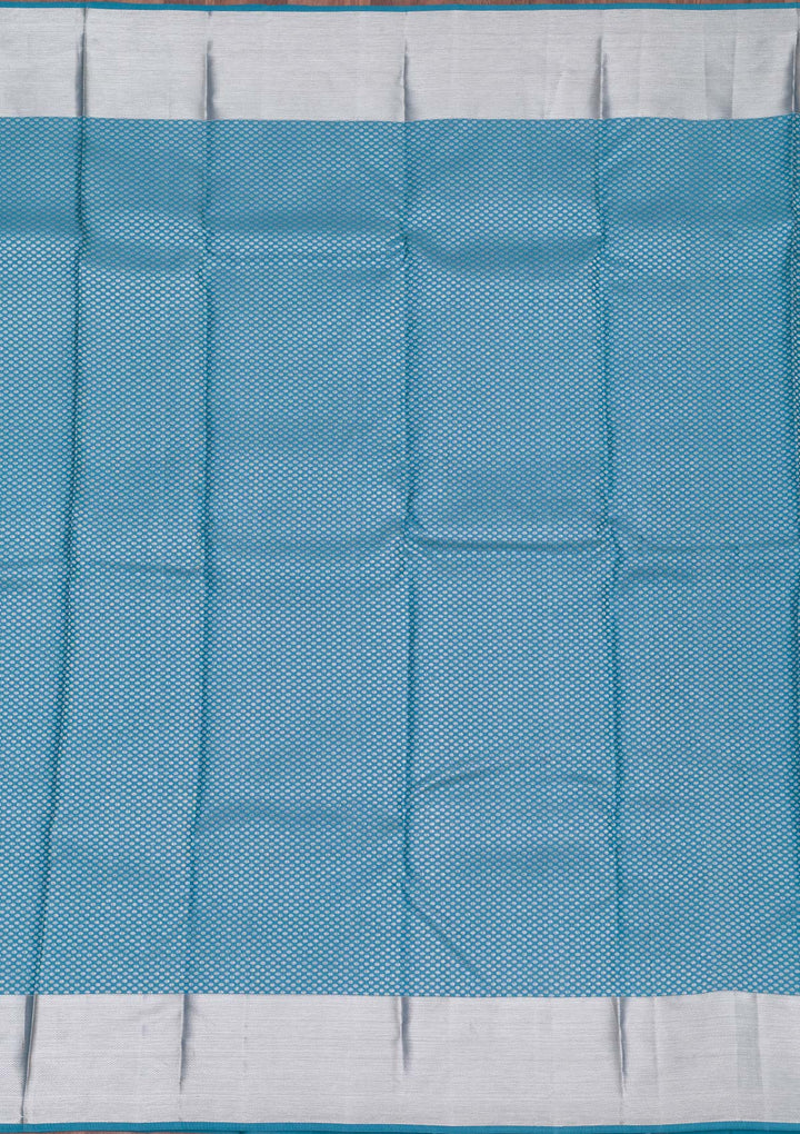 Turquoise Blue Zariwork Pure Silk Saree