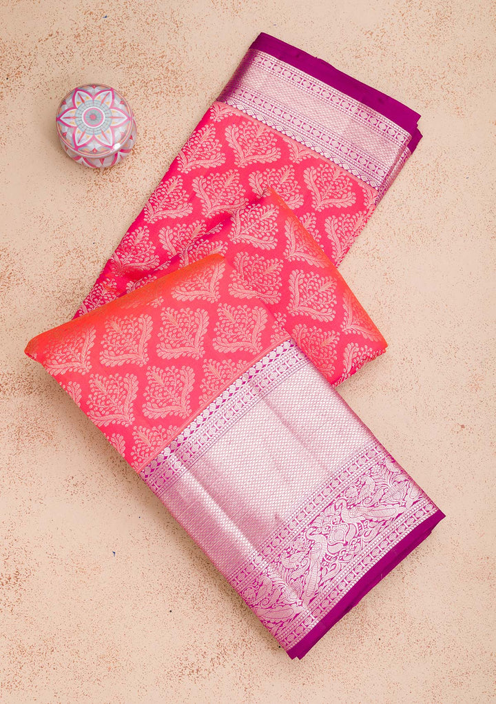 Rani Pink Zariwork Pure Silk Saree