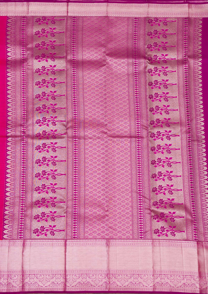 Rani Pink Zariwork Pure Silk Saree