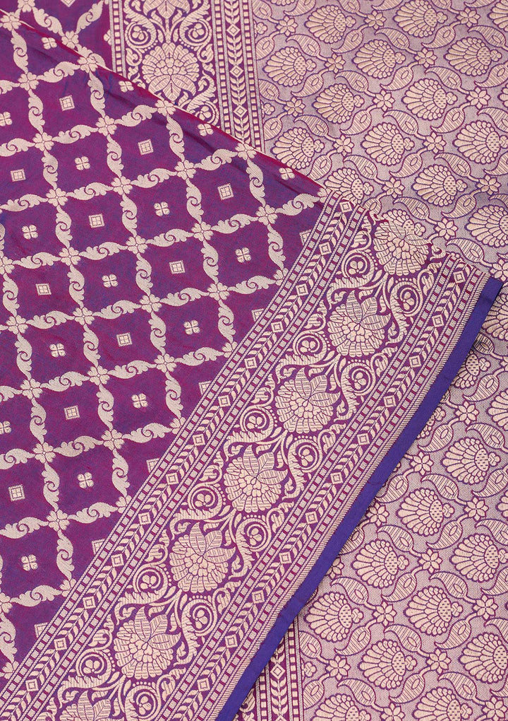 Purple Zariwork Pure Silk Saree