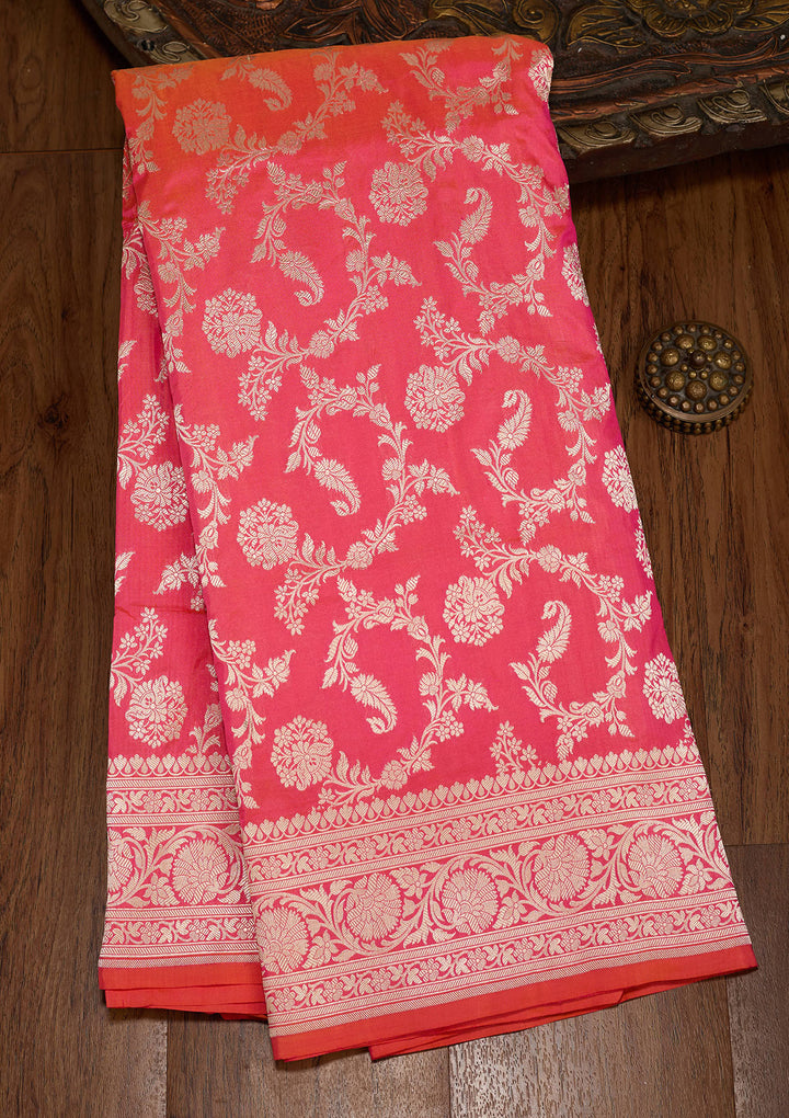 Rani Pink Zariwork Pure Silk Saree