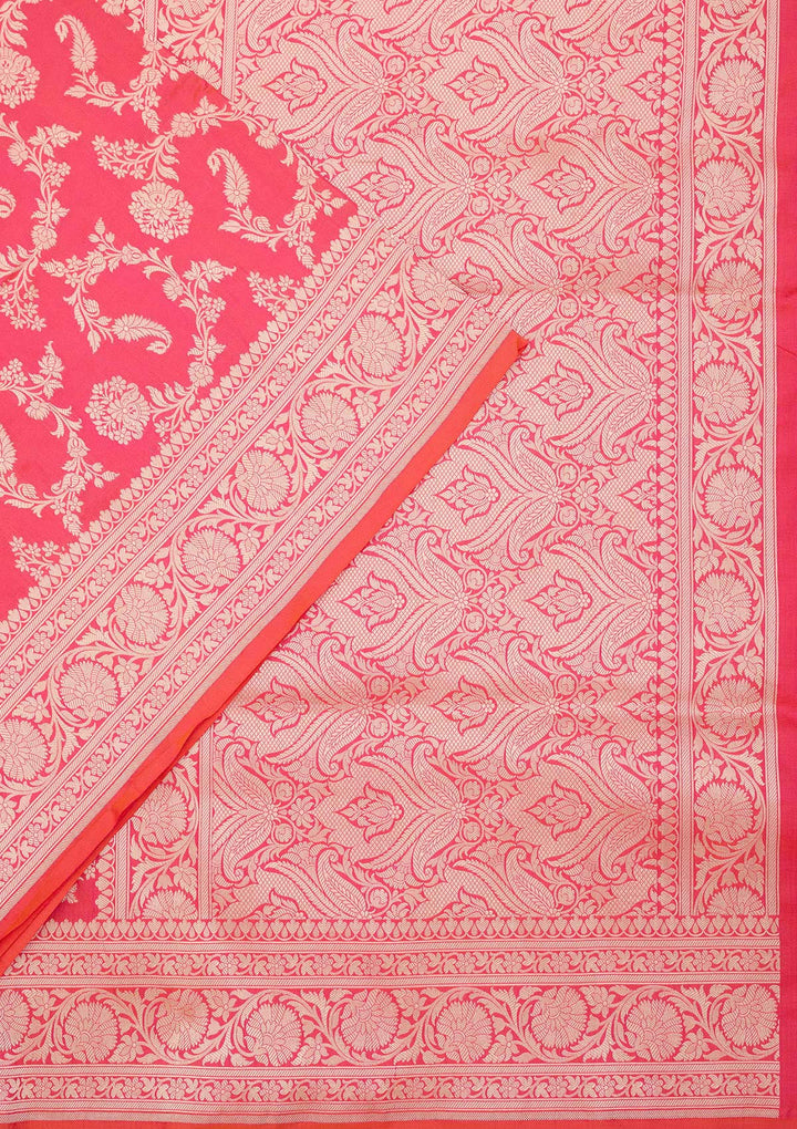 Rani Pink Zariwork Pure Silk Saree