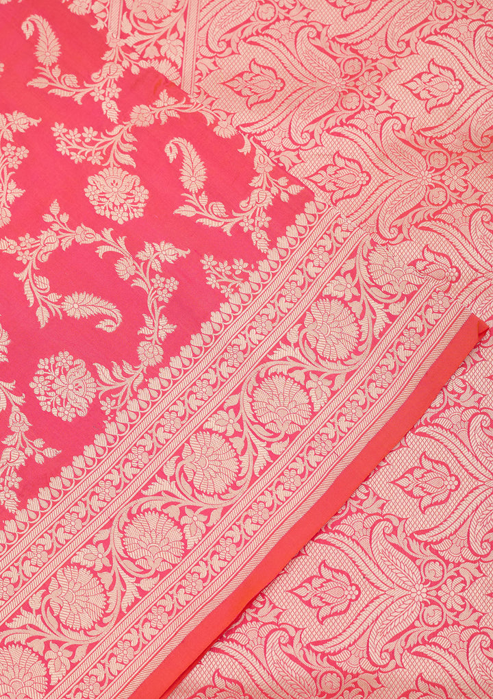 Rani Pink Zariwork Pure Silk Saree