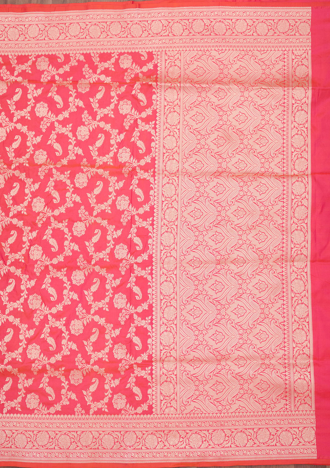 Rani Pink Zariwork Pure Silk Saree