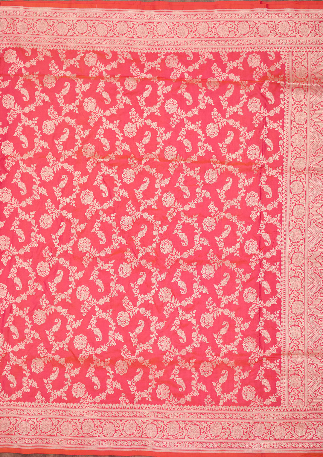 Rani Pink Zariwork Pure Silk Saree