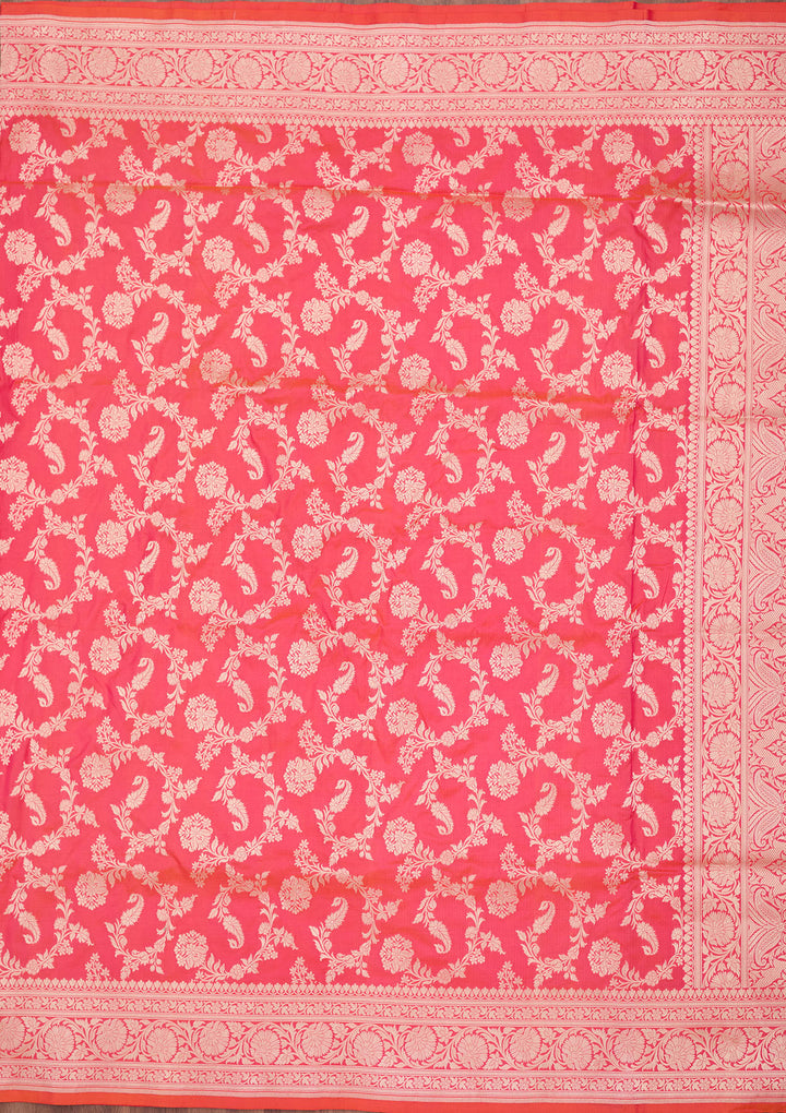 Rani Pink Zariwork Pure Silk Saree